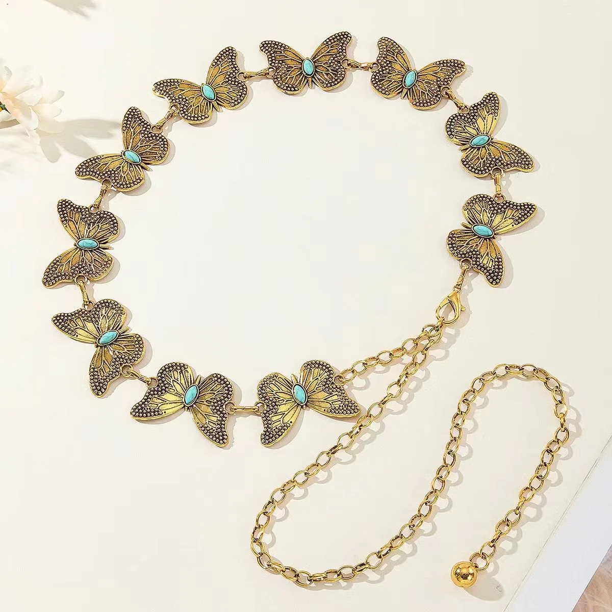 Turquoise Butterfly Metal Waist Chain - Image 5