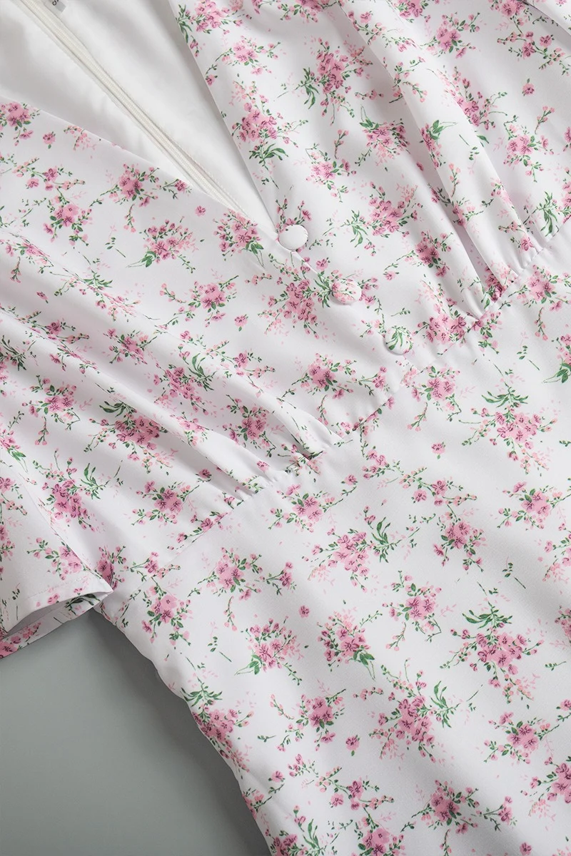 V Neck Short Sleeve Maxi Floral Dress - Image 10