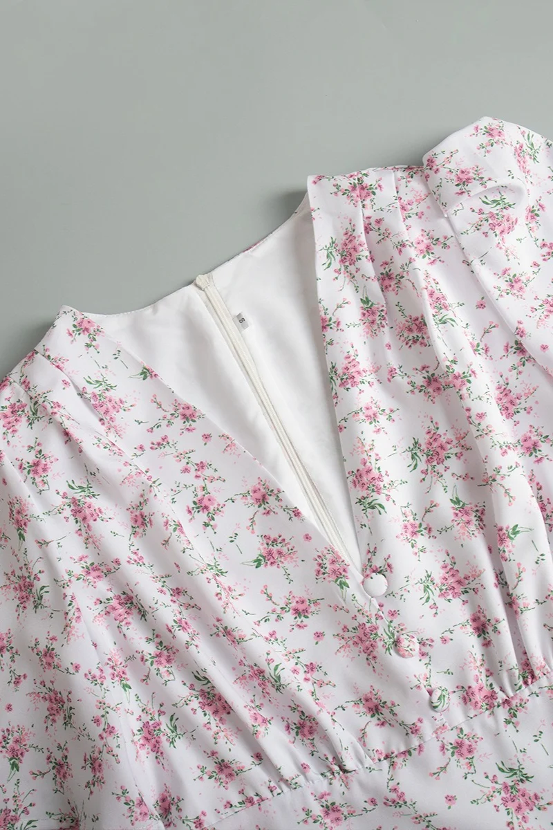 V Neck Short Sleeve Maxi Floral Dress - Image 7