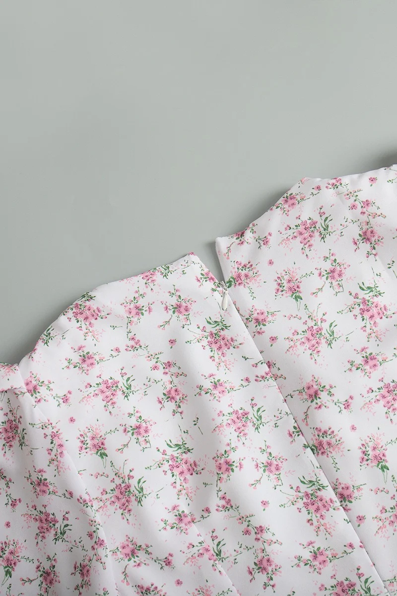 V Neck Short Sleeve Maxi Floral Dress - Image 8