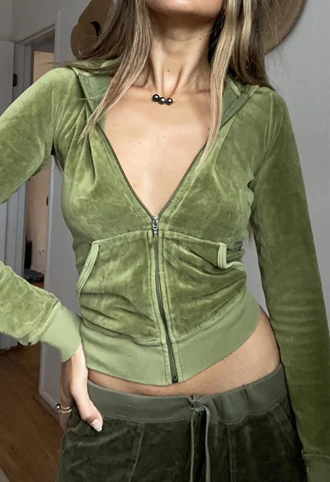 Velvet Zip Up Hoodie - Image 2