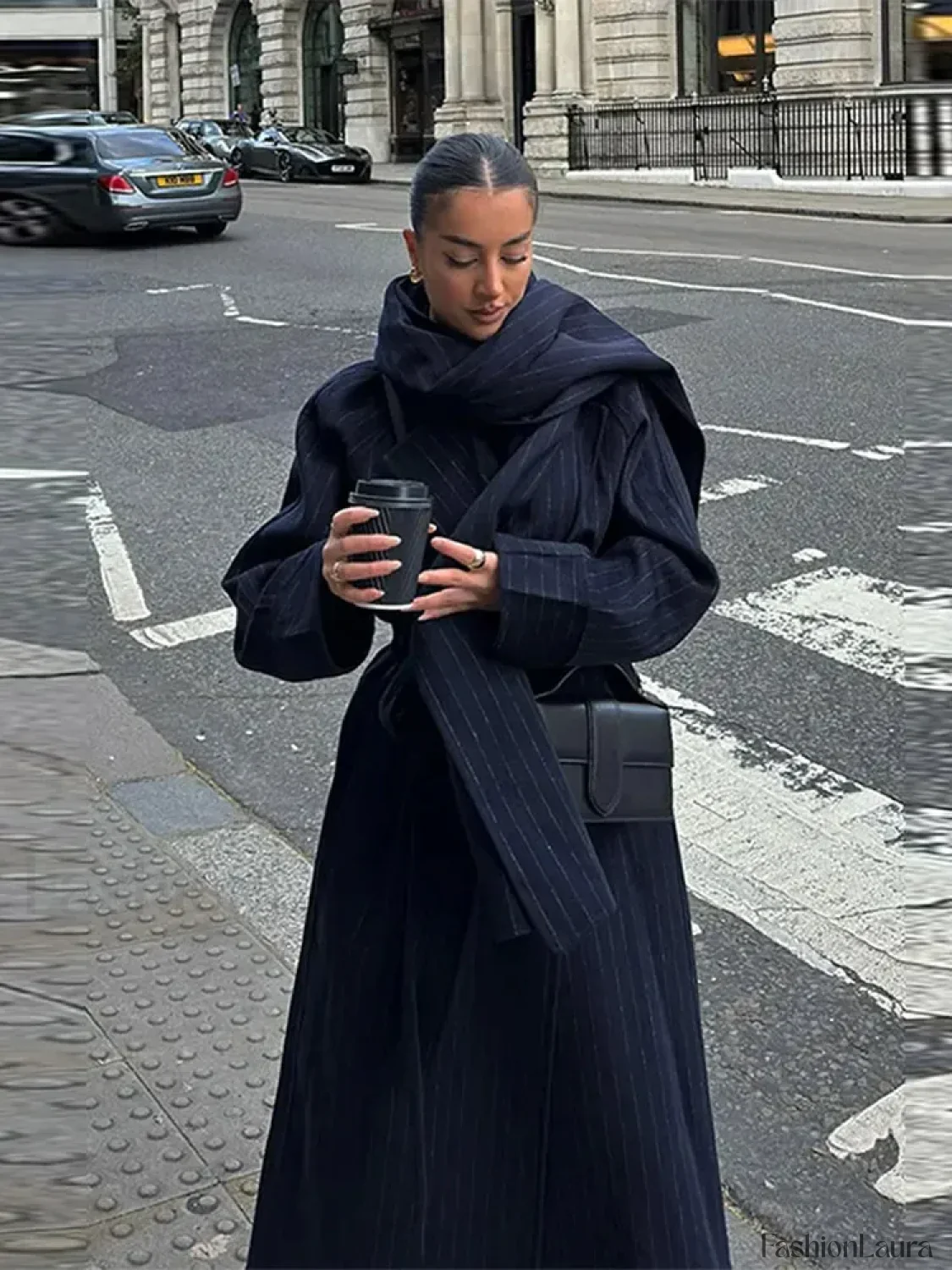 Vintage Striped Long Trench Coats Women Casual Loose Single Button Overcoats - Image 15