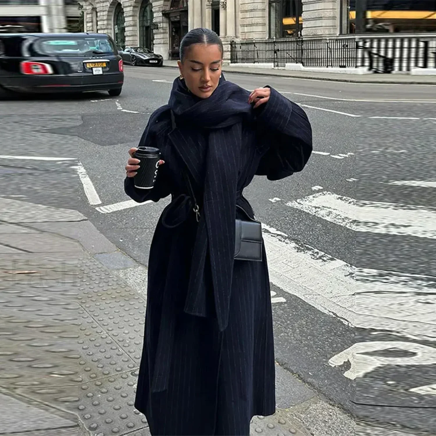 Vintage Striped Long Trench Coats Women Casual Loose Single Button Overcoats - Image 6
