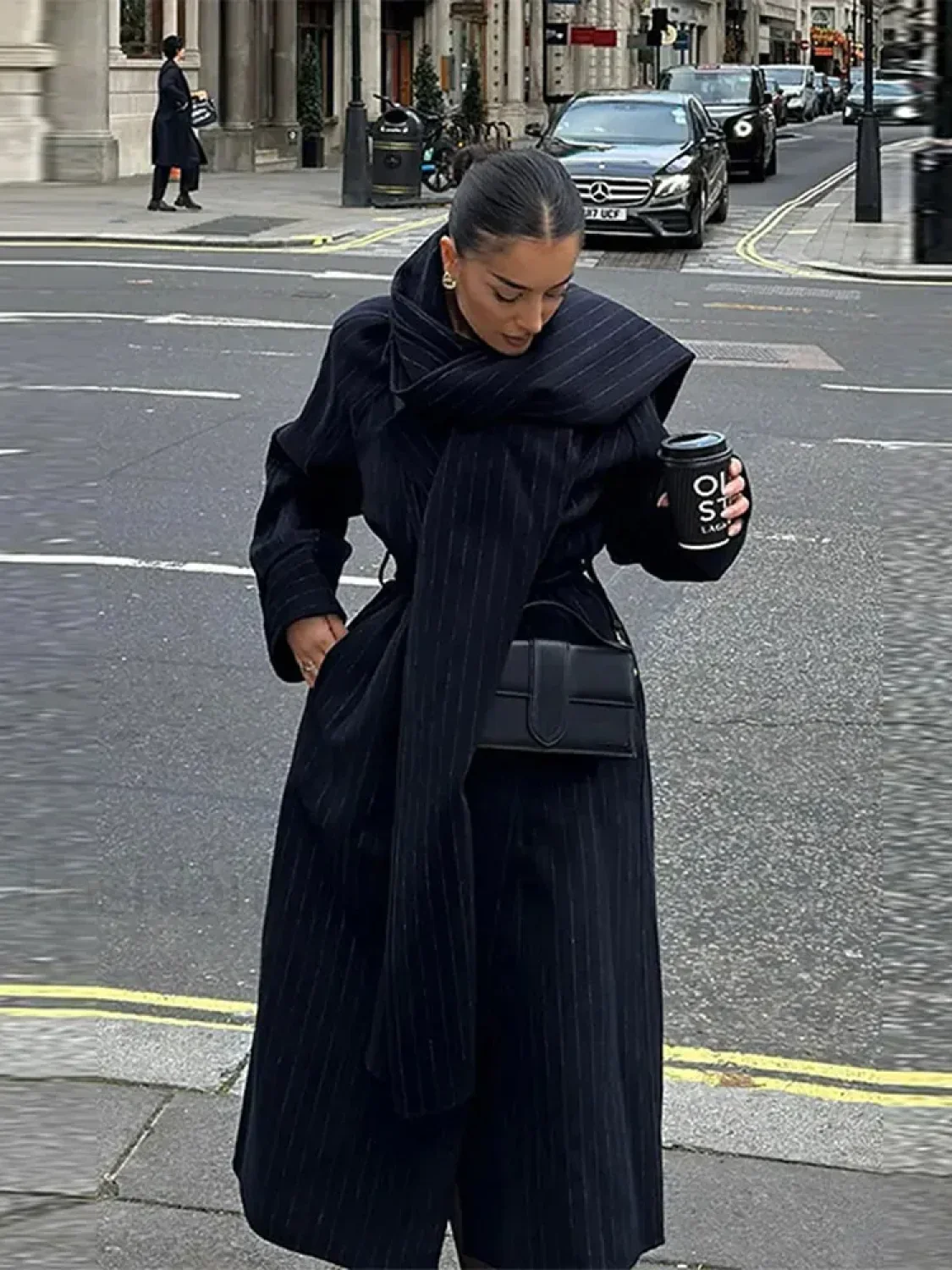 Vintage Striped Long Trench Coats Women Casual Loose Single Button Overcoats - Image 8