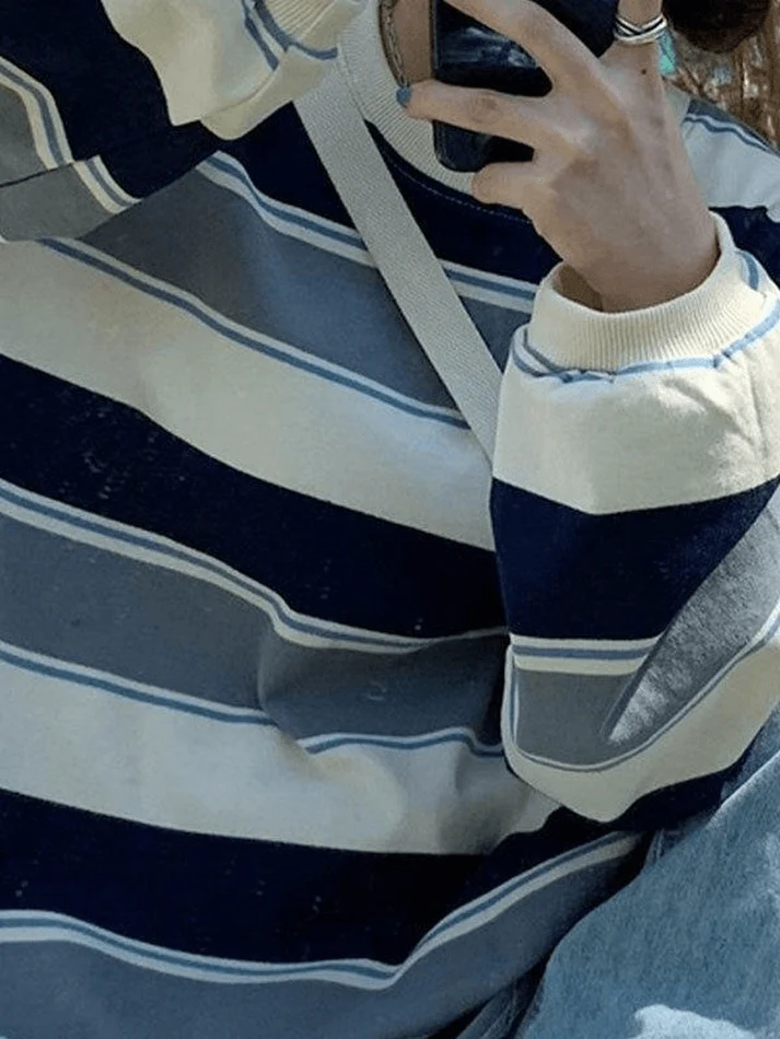 Vintage Striped Pullover Sweatshirt - Image 11