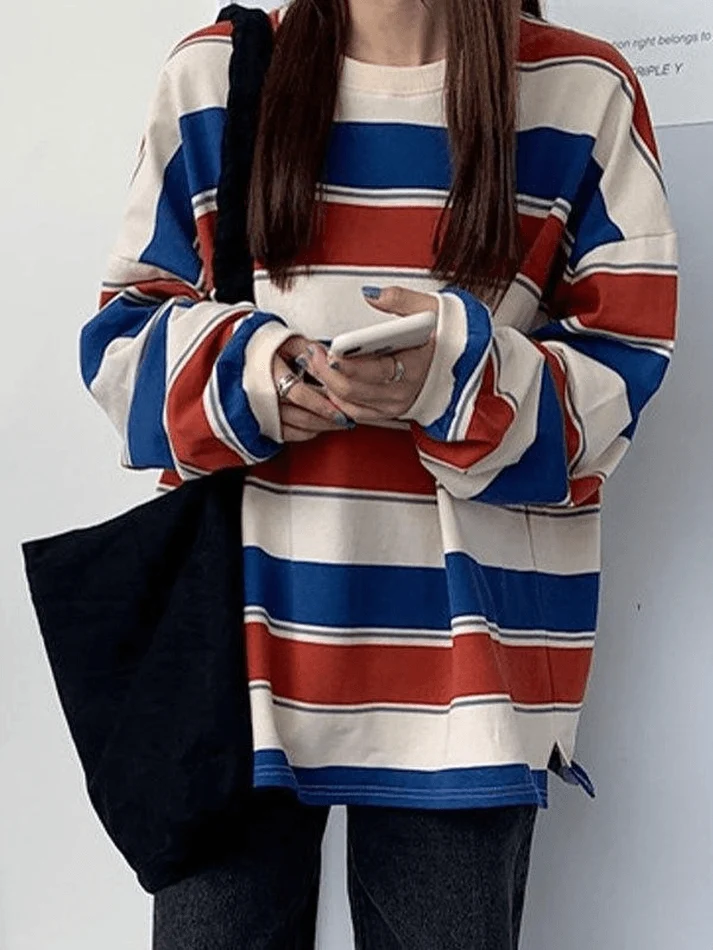 Vintage Striped Pullover Sweatshirt - Image 7