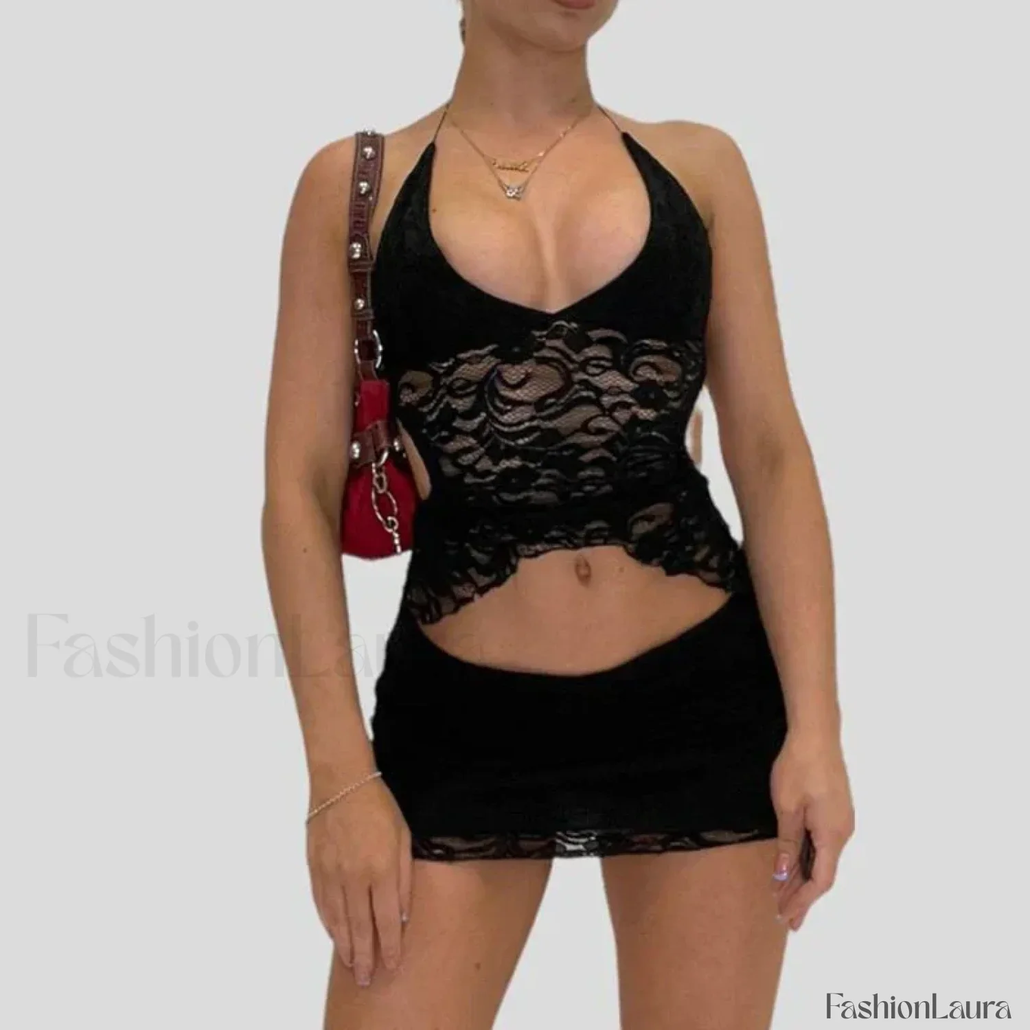 Wrap Halter Pencil Skirt Two Piece Set - Image 17