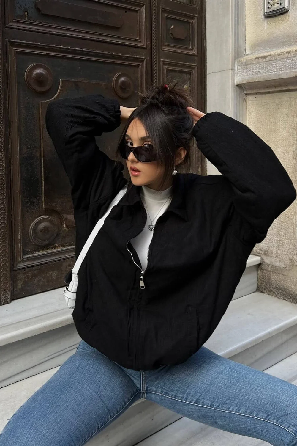 Zip Up Stand Collar Sweatshirt Jacket - Image 2